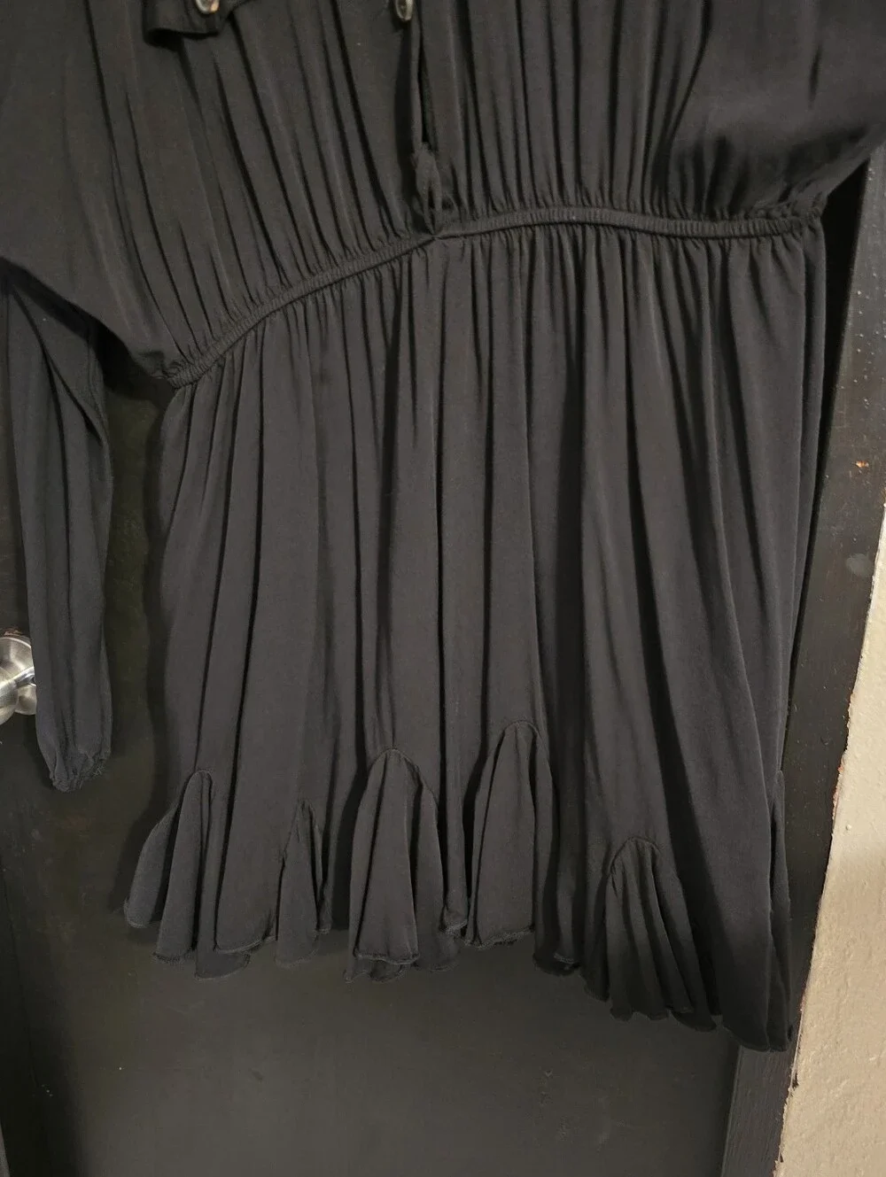 Good Time USA Black Button-Front Long Sleeve Short Dress